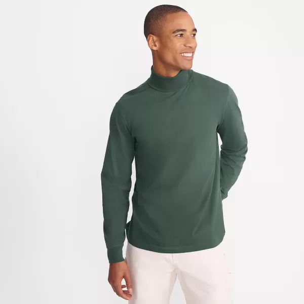 imageLands End Mens SuperT CottonBlend TurtleneckDeep Woodland Green