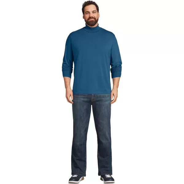 imageLands End Mens SuperT CottonBlend TurtleneckEvening Blue