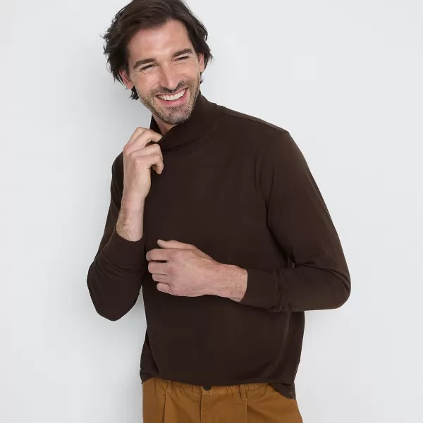 imageLands End Mens SuperT CottonBlend TurtleneckRich Coffee