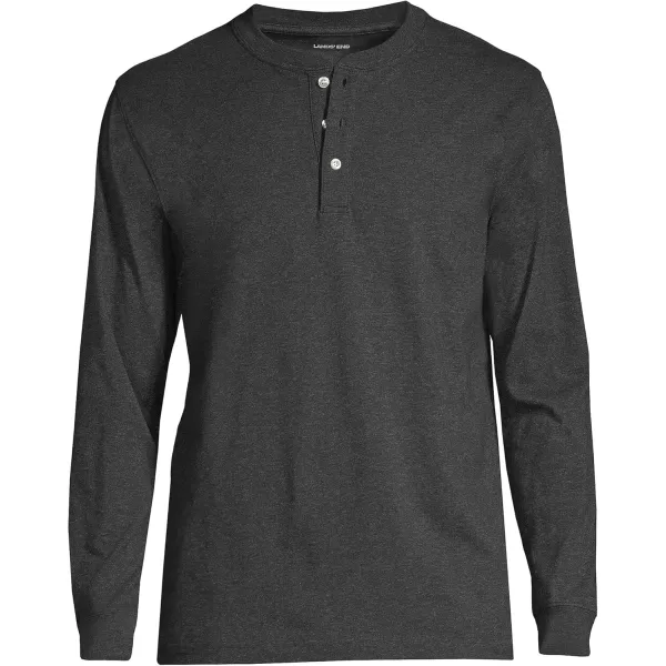 imageLands End Mens SuperT Long Sleeve Henley ShirtDark Charcoal Heather