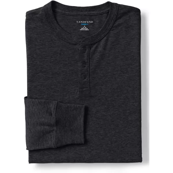 imageLands End Mens SuperT Long Sleeve Henley ShirtDark Charcoal Heather