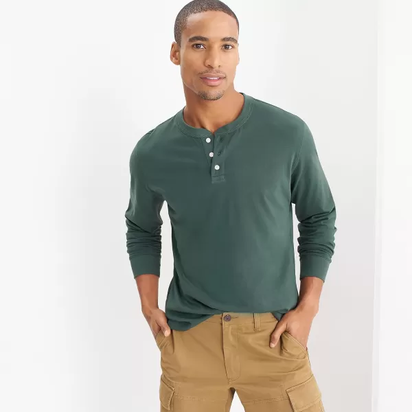 imageLands End Mens SuperT Long Sleeve Henley ShirtDeep Woodland Green