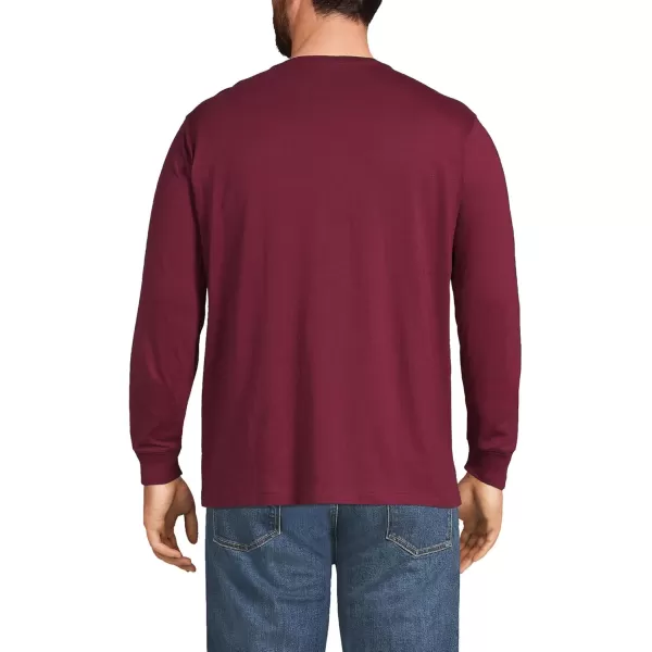 imageLands End Mens SuperT Long Sleeve Henley ShirtRich Burgundy