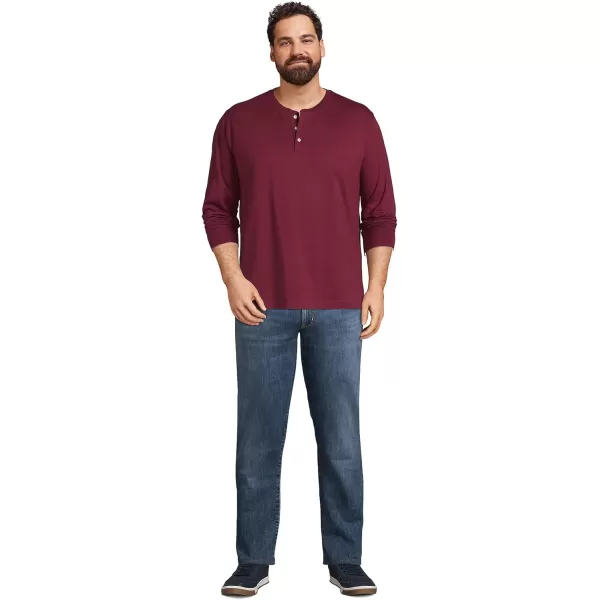 imageLands End Mens SuperT Long Sleeve Henley ShirtRich Burgundy