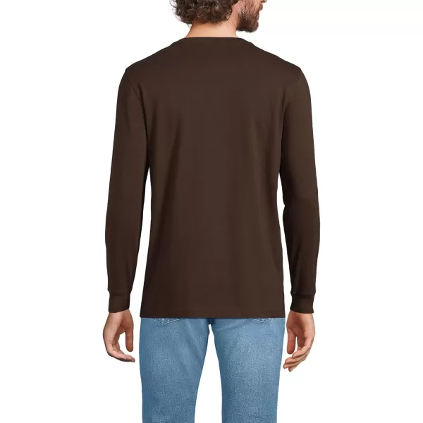 imageLands End Mens SuperT Long Sleeve Henley ShirtRich Coffee