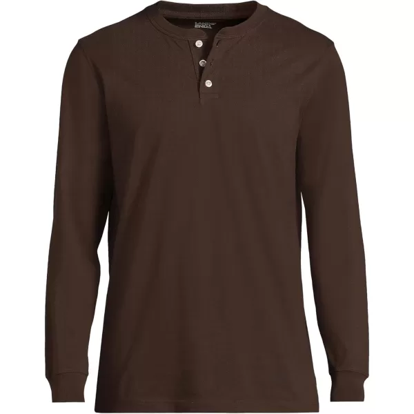 imageLands End Mens SuperT Long Sleeve Henley ShirtRich Coffee