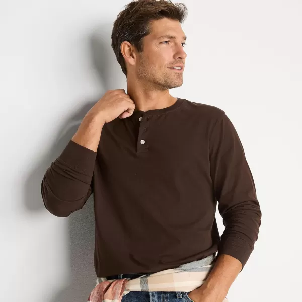 imageLands End Mens SuperT Long Sleeve Henley ShirtRich Coffee