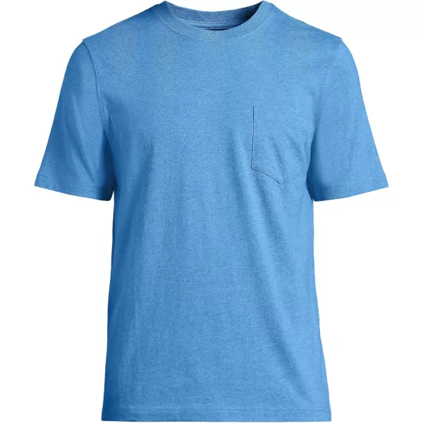 imageLands End Mens SuperT Short Sleeve TShirt with PocketBermuda Blue Heather