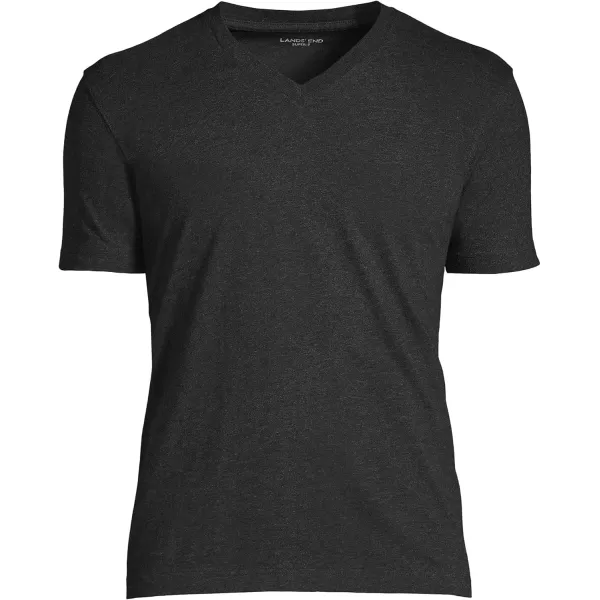 imageLands End Mens SuperT Short Sleeve VNeck TShirtDark Charcoal Heather