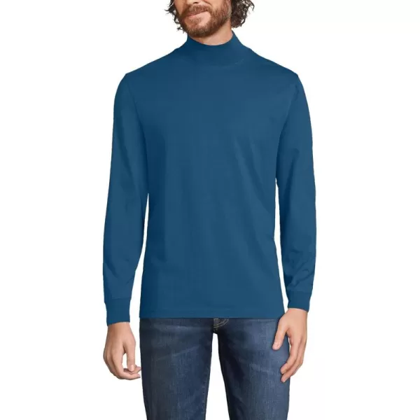 imageLands End Mens SuperT CottonBlend Mock TurtleneckEvening Blue