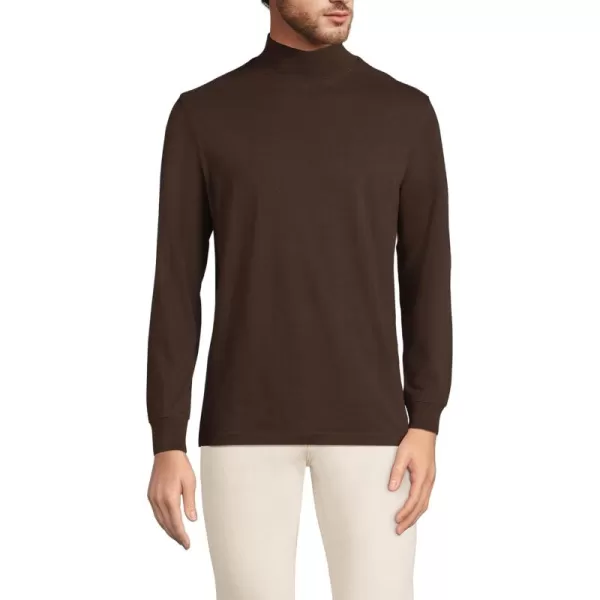 imageLands End Mens SuperT CottonBlend Mock TurtleneckRich Coffee