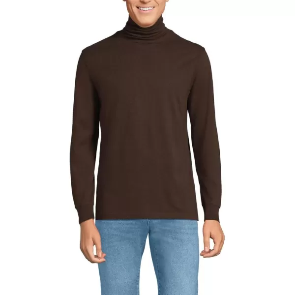 imageLands End Mens SuperT CottonBlend TurtleneckRich Coffee