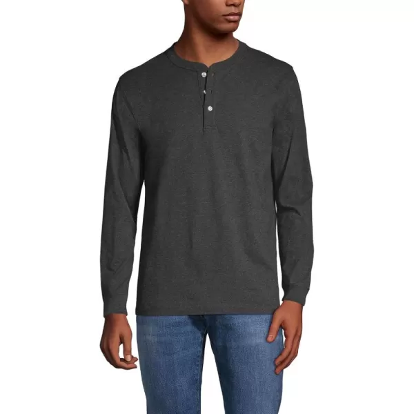 imageLands End Mens SuperT Long Sleeve Henley ShirtDark Charcoal Heather