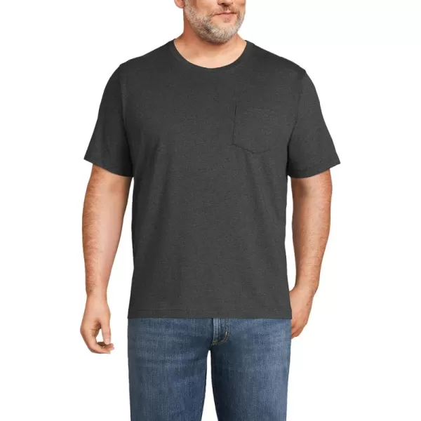 imageLands End Mens SuperT Short Sleeve TShirt with PocketDark Charcoal Heather