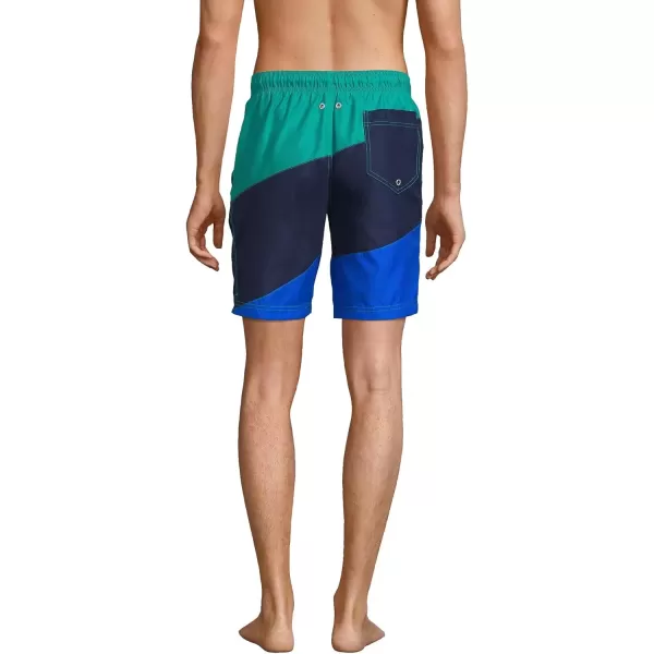 imageLands End Mens 8quot Solid Volley Swim TrunksRoyal Cobalt Colorblock