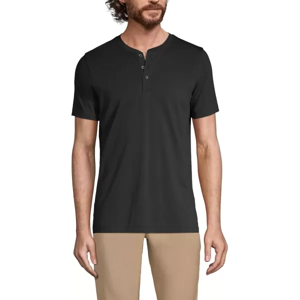 imageLands End Mens Short Sleeve Cotton Supima Jersey HenleyBlack