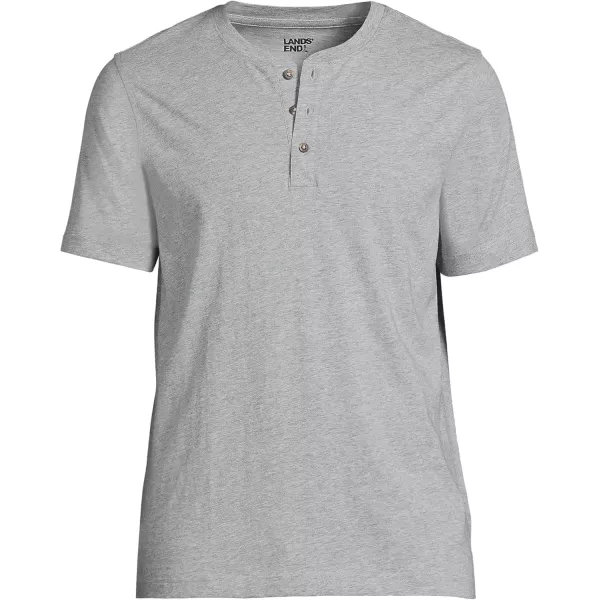 imageLands End Mens Short Sleeve Cotton Supima Jersey HenleyLight Gray Heather