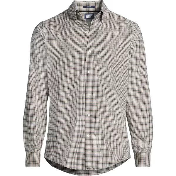 imageLands End Mens Tailored Fit No Iron Twill Long Sleeve ShirtLight Mushroom Check