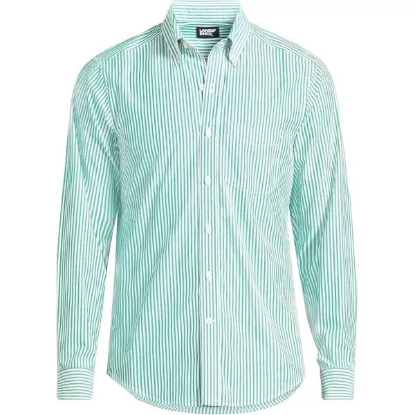 imageLands End Mens Traditional Fit Essential Lightweight Poplin ShirtTrue Green Stripes