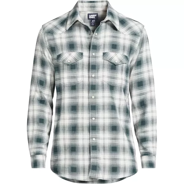 imageLands End Mens Western ShirtDusty JuniperForest Plaid