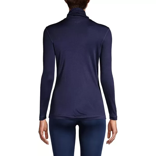 imageLands End Womens Silk Interlock Turtleneck Long Underwear TopDeep Sea Navy