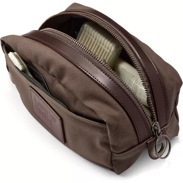 imageLands End Men s Waxed Canvas Travel Kit Brown 9quot x 4quot x 5quotBrown