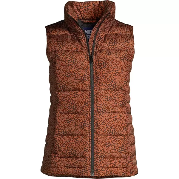 imageLands End Mens Down Puffer VestBurnt Caramel Leopard Print