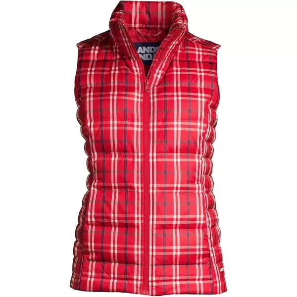 imageLands End Mens Down Puffer VestRich Red Holiday Plaid