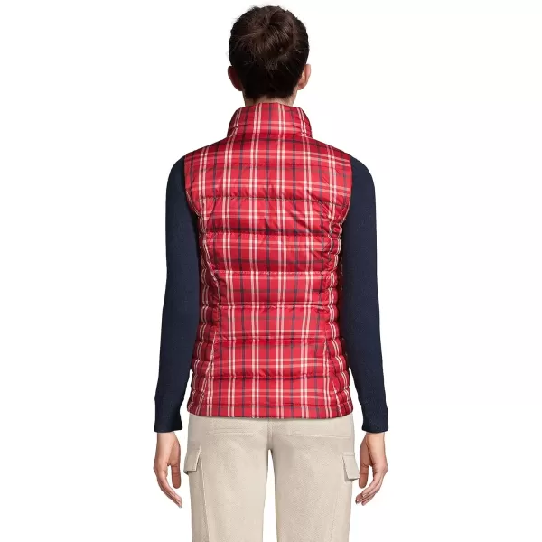 imageLands End Mens Down Puffer VestRich Red Holiday Plaid