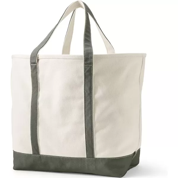 imageLands End Open Top Canvas Tote BagNaturalDark Olive Green