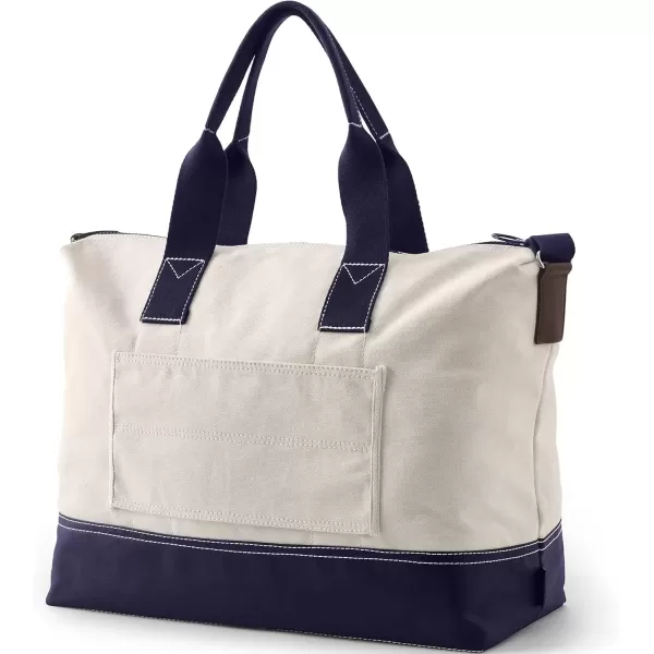 imageLands End Print Canvas Weekender Black One SizeNaturalTrue Navy