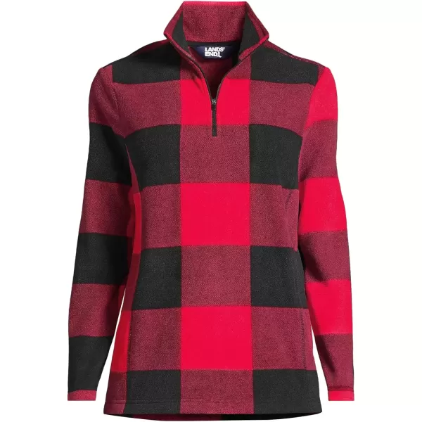 imageLands End Womens Anyweather Fleece Quarter Zip PulloverHeritage Red Buffalo Check