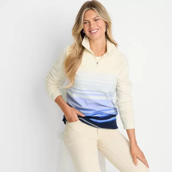 imageLands End Womens Anyweather Fleece Quarter Zip PulloverLight Cornflower Ombre Stripe