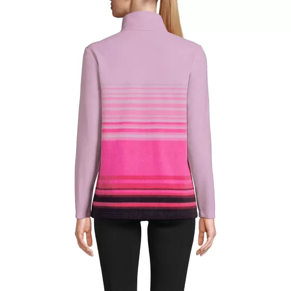 imageLands End Womens Anyweather Fleece Quarter Zip PulloverSpiced Rhubarb Ombre Stripe