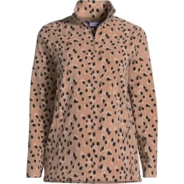 imageLands End Womens Anyweather Fleece Quarter Zip PulloverWarm Tawny Brown Animal Spots