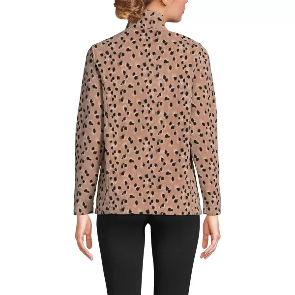 imageLands End Womens Anyweather Fleece Quarter Zip PulloverWarm Tawny Brown Animal Spots