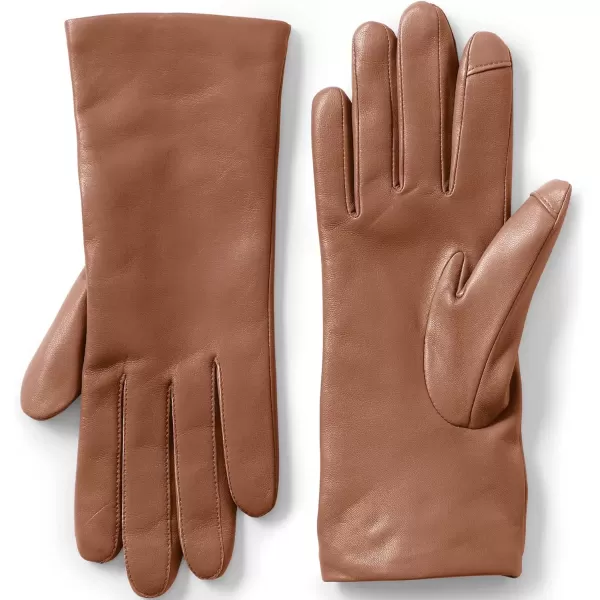 imageLands End Womens EZ Touch Screen Cashmere Lined Leather GlovesCognac