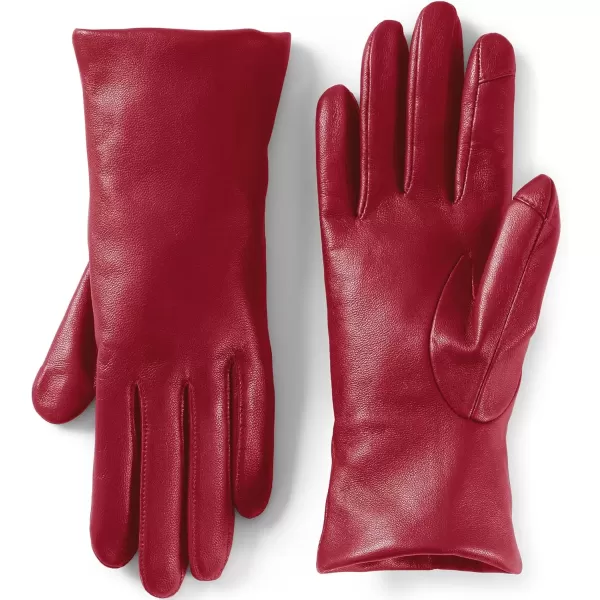 imageLands End Womens EZ Touch Screen Cashmere Lined Leather GlovesLight Rich Red