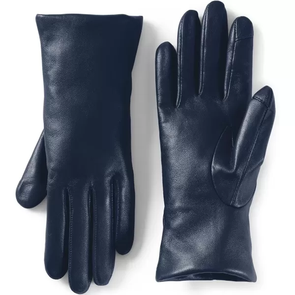 imageLands End Womens EZ Touch Screen Cashmere Lined Leather GlovesRadiant Navy