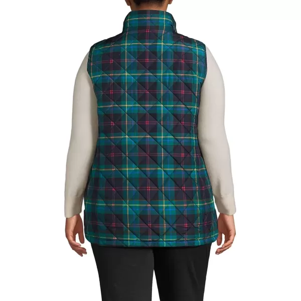 imageLands End Womens FeatherFree Insulated VestGreenNavyHeritage Red Plaid