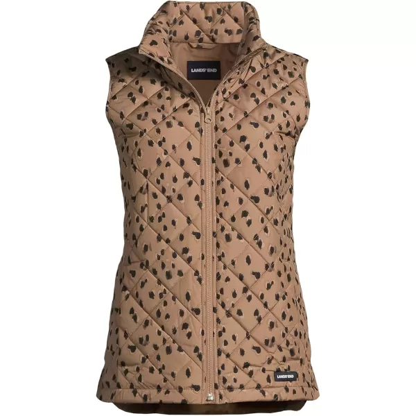 imageLands End Womens FeatherFree Insulated VestWarm Tawny Brown Animal Spots