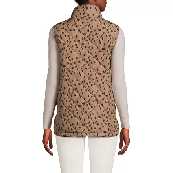 imageLands End Womens FeatherFree Insulated VestWarm Tawny Brown Animal Spots