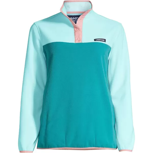 imageLands End Womens Heritage Fleece Snap Neck PulloverLight Blue RadianceSpade Blue