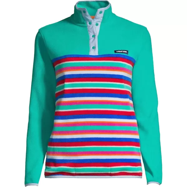 imageLands End Womens Heritage Fleece Snap Neck PulloverRainbow Multi Stripe