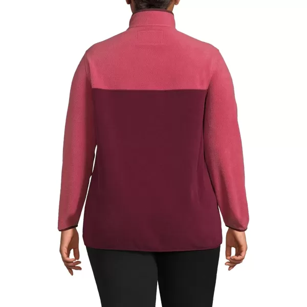 imageLands End Womens Heritage Fleece Snap Neck PulloverRich BurgundyPink Block