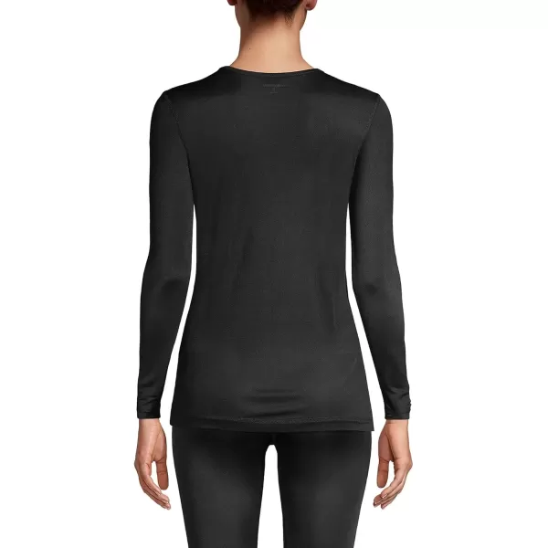 imageLands End Womens Silk Interlock Long Sleeve Crewneck Long Underwear TopBlack