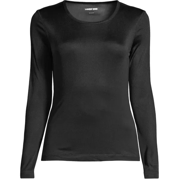 imageLands End Womens Silk Interlock Long Sleeve Crewneck Long Underwear TopBlack