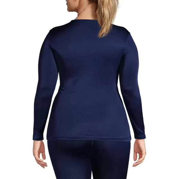 imageLands End Womens Silk Interlock Long Sleeve Crewneck Long Underwear TopDeep Sea Navy