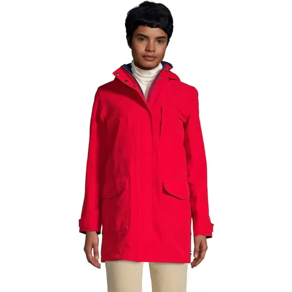 imageLands End Womens Squall Waterproof Hooded RaincoatClassic Cherry