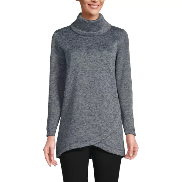 imageLands End Womens Sweater Fleece Tunic Cowl Neck PulloverCharcoal Heather